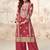 Rust embroidery & sequins work chinnon silk straight palazzo suit - free size stitching (size upto 42")