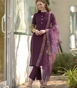 Roman with mandarin collar party wear kurti set