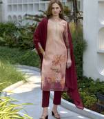 Tissue with floral print and embroidery party wear kurti set