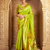 Lime green paithani silk blend saree with zari detailing and blouse