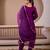 Flying flamingo purple silk hand embroidered suit set