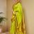 Lime green paithani silk blend saree with zari detailing and blouse