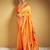 Orange paithani silk blend saree with zari detailing and blouse
