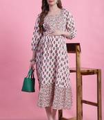 women's pure cotton jaipuri printed maternity gown with zipper