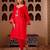 Pichwai art red silk hand embroidered suit set