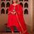 Pichwai art red silk hand embroidered suit set