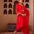 Pichwai art red silk hand embroidered suit set