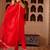 Pichwai art red silk hand embroidered suit set