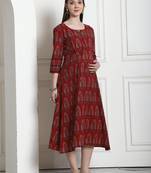 women's cotton jaipuri printed maternity gown with zipper