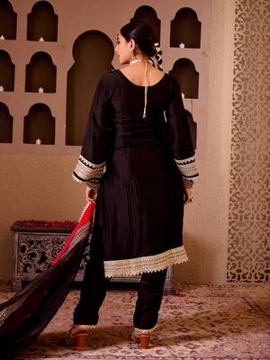 Sheeshmahal black  silk hand embroidered suit set 2