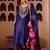 Ashnoor navy blue silk hand embroidered suit set