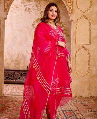 Pink silk suit with gota work 2