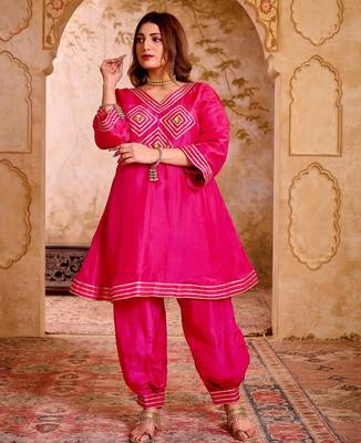 Pink silk suit with gota work 3