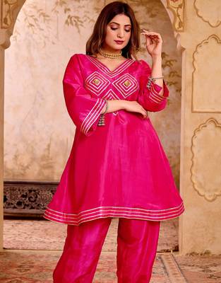 Pink silk suit with gota work 4