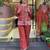 Rust Red Multicolor  Embroidered Cotton Co-Ord Set