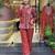 Rust Red Multicolor  Embroidered Cotton Co-Ord Set