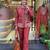 Rust Red Multicolor  Embroidered Cotton Co-Ord Set