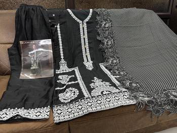 Black chinon silk free size upto 44 full stitched suits 3