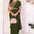 mehendi Georgette Ready to Wear Ruffle Style Saree With Blouse & Belt
