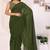 mehendi Georgette Ready to Wear Ruffle Style Saree With Blouse & Belt