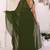 mehendi Georgette Ready to Wear Ruffle Style Saree With Blouse & Belt
