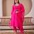 Fuchsia pink raw silk suit with hand embroidery