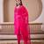 Fuchsia pink raw silk suit with hand embroidery