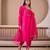 Fuchsia pink raw silk suit with hand embroidery