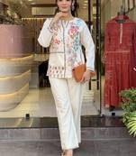 White Multicolor Embroidered Cotton Co-Ord Set