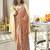 dark peach poly viscose georgette floral foil work saree