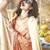 dark peach poly viscose georgette floral foil work saree