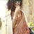 dark peach poly viscose georgette floral foil work saree