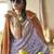 greyish purple poly viscose georgette floral foil work saree