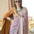 greyish purple poly viscose georgette floral foil work saree