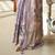 greyish purple poly viscose georgette floral foil work saree