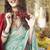 cyan blue poly viscose georgette floral foil work saree