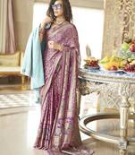 twilight lavender poly viscose georgette floral foil work saree