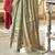 camo green poly viscose georgette floral foil work saree