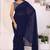 navy blue Georgette Ready to Wear Ruffle Style Saree With Blouse & Belt