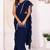 navy blue Georgette Fabric Ruffle Style Ready to Wear Saree With Unstitched Blouse