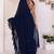 navy blue Georgette Fabric Ruffle Style Ready to Wear Saree With Unstitched Blouse