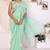 sea green Georgette Fabric Ruffle Style Ready to Wear Saree With Unstitched Blouse