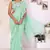 ready to wear sea green georgette fabric ruffle style saree with unstitched blouse