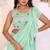 sea green Georgette Fabric Ruffle Style Ready to Wear Saree With Unstitched Blouse