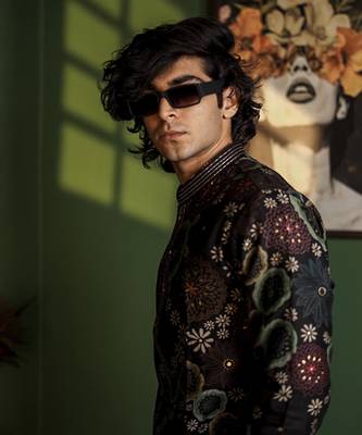 Black cotton printed kurta pajama 2