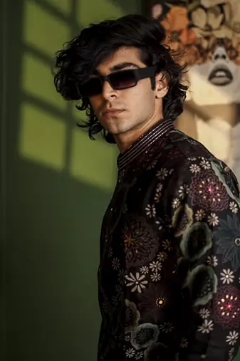 Black cotton printed kurta pajama