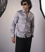 Grey cotton printed  shirt