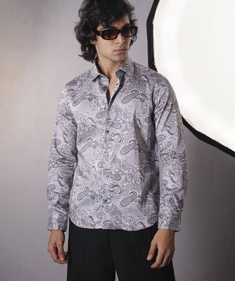 Grey cotton printed  shirt 2