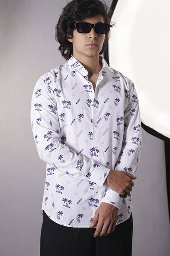 White cotton printed  shirt