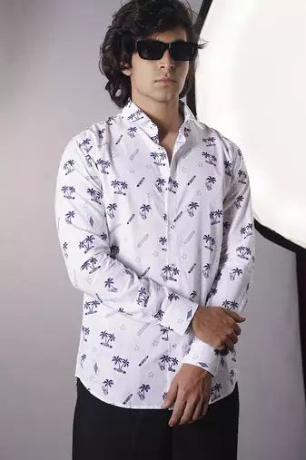 White cotton printed  shirt